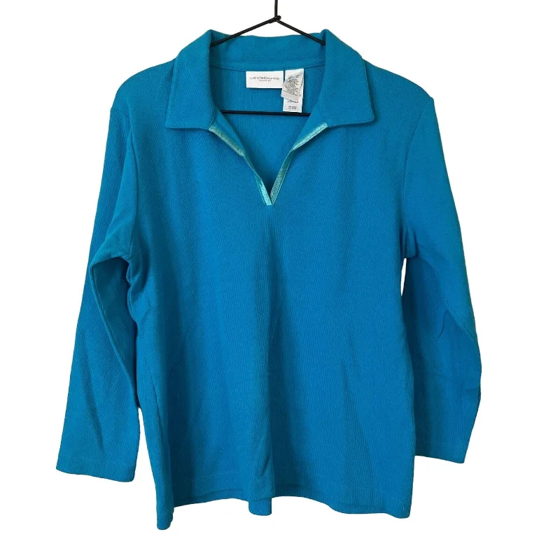 Limited Availability Vintage Liz Claiborne Lizsport Womens Sz XL Thick Knit Polo Shirt Blue