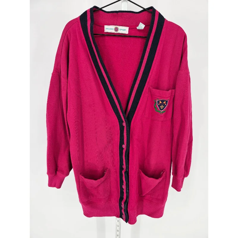 Crazy Savings Vintage Milano Sport Womens S V Neck Cardigan Sweater Bright Pink Tunic Length Crazy Savings Vintage Milano Sport Womens S V Neck Cardigan Sweater Bright Pink Tunic Length
