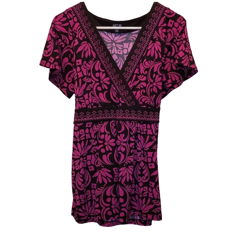 Big Discounts Vintage Y2K Apt. 9 Womens sz L Short Sleeve Blouse Pink Black Floral