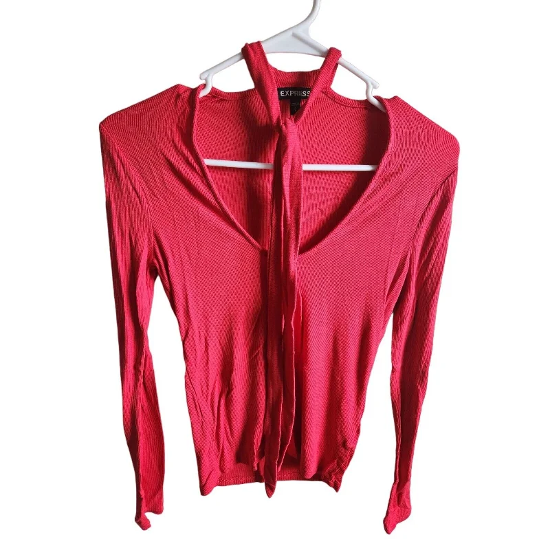 Take Advantage Vintage Y2K Express Womens Sz S Ribbed Long Sleeve T Shirt Red Bow Front Take Advantage Vintage Y2K Express Womens Sz S Ribbed Long Sleeve T Shirt Red Bow Front