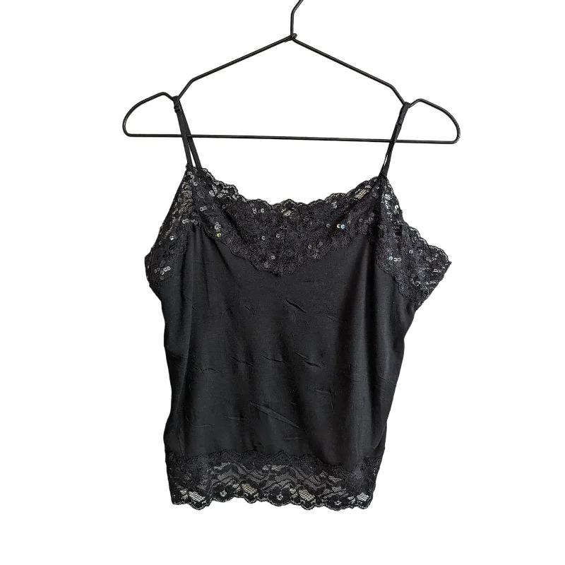 Massive Deals Vintage Y2K Lapis Womens Sz M Spaghetti Strap Layering Shirt Black Lace Trim