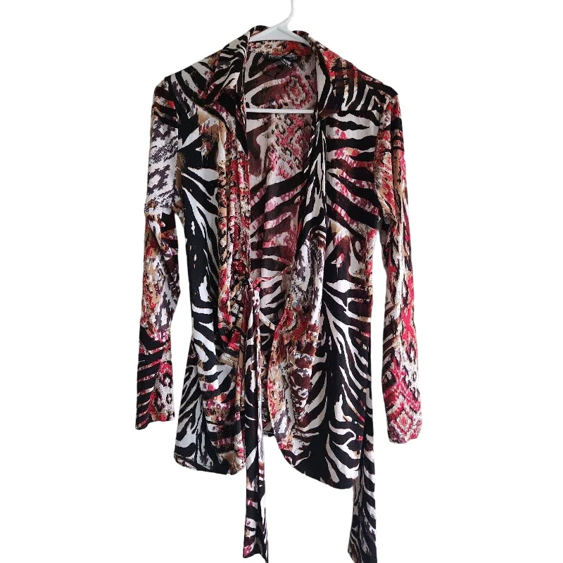 Deal Mania Vintage Y2K Mishca Womens Sz L Wrap Blouse Zebra Animal Print