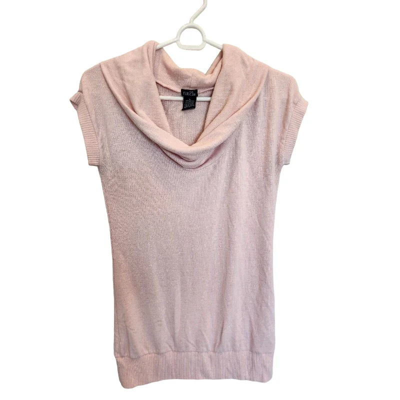 Online Exclusive Vintage Y2K Rue 21 Womens Sz L short sleeve Cowl Neck Sweater Light Pink