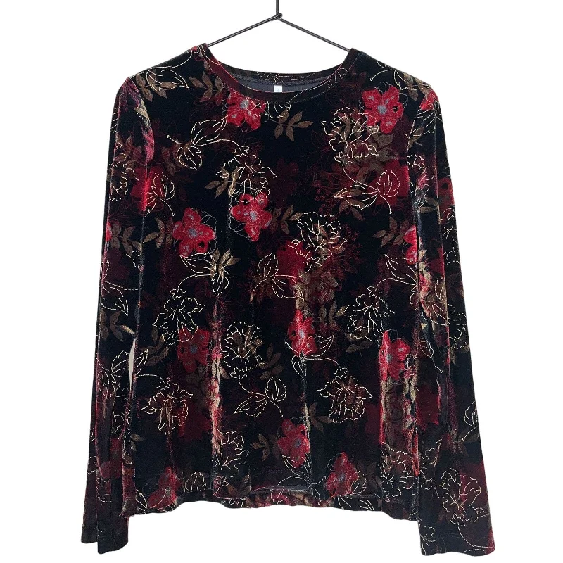 Exclusive Offers VTG White Stag Womens Sz M Long Sleeve Velvet Blouse Black Red Floral Exclusive Offers VTG White Stag Womens Sz M Long Sleeve Velvet Blouse Black Red Floral