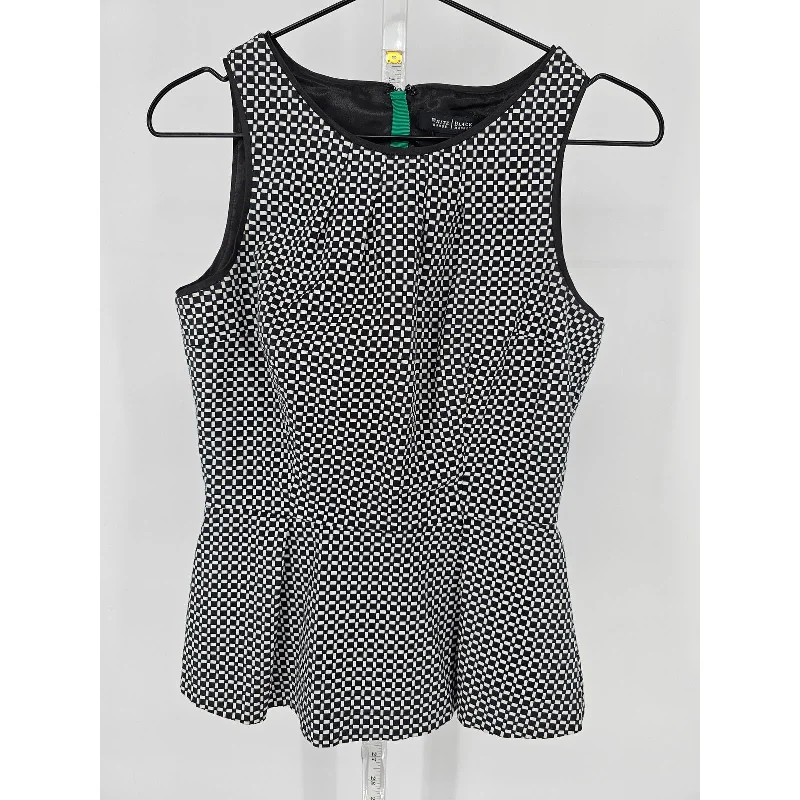 Steals and Deals White House Black Market Womens Sz 2 Sleeveless Peplum Formal Top Windowpane