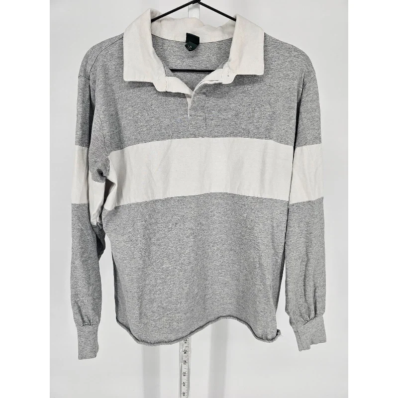 Instant Savings Wild Fable Womens Sz XS Long Sleeve Cotton Polo Shirt White Gray Striped Instant Savings Wild Fable Womens Sz XS Long Sleeve Cotton Polo Shirt White Gray Striped