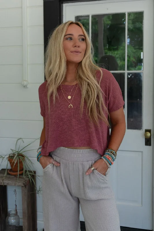 Quick Sale Wild Moon V Neck Top - Rose