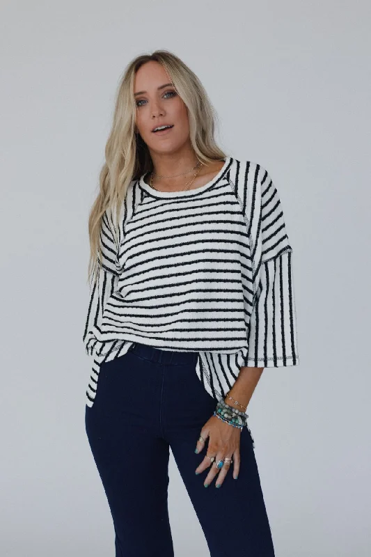 One-DAY Sale The Nest Willow Winds Striped Top - Black