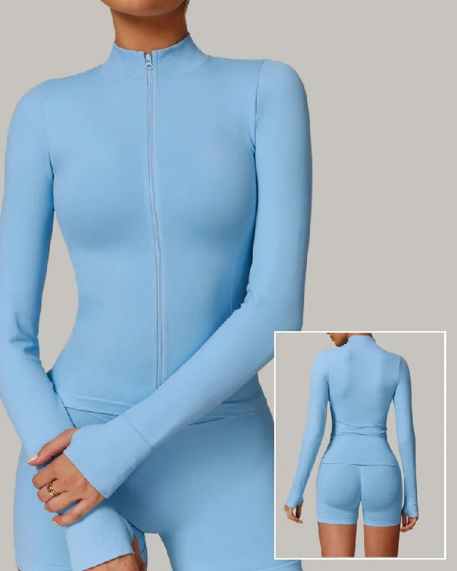 Weekend Deal Woman Stand Neck Long Sleeve Slim Warm Running Coat S-XL