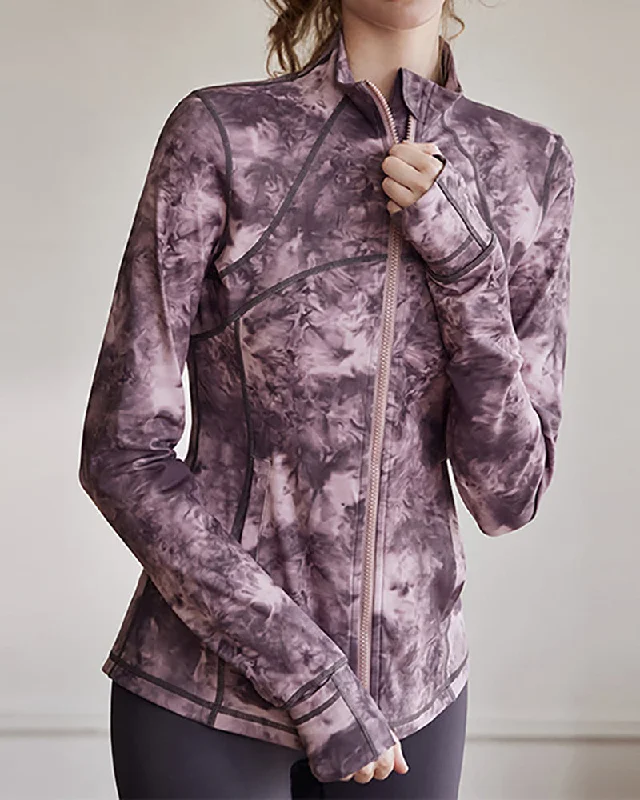 YEAR-End Clearance Women Autumn Winter New Tie-Dye Yoga Clothes Jacket Fashion Temperament Coat Running Fitness Long Sleeve Zipper Cardigan S-XL
