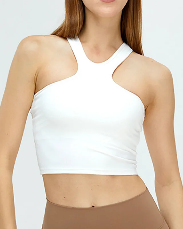 Daily Deals Women Fitness Halter V Neck Breathable Sports Vest (With Pad) White Black Light Brown Green S-XL