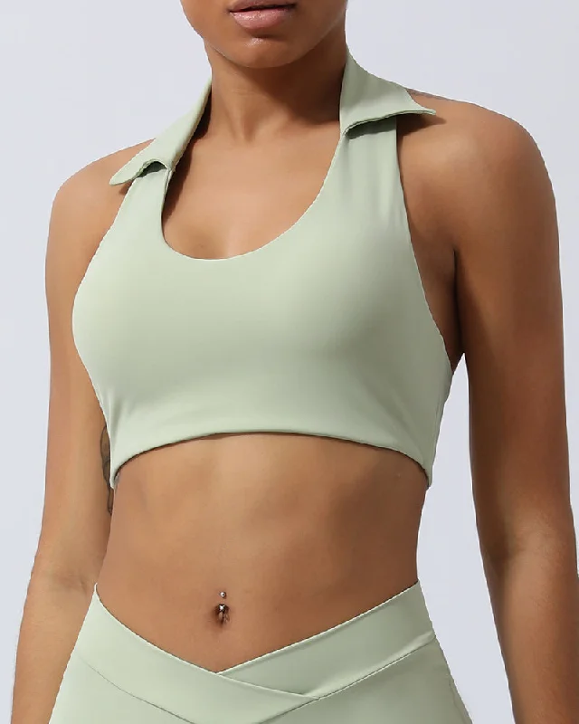 Don't Miss Women Lapel U Neck Running Sport Yoga Bra Green Blue Pink S-XL