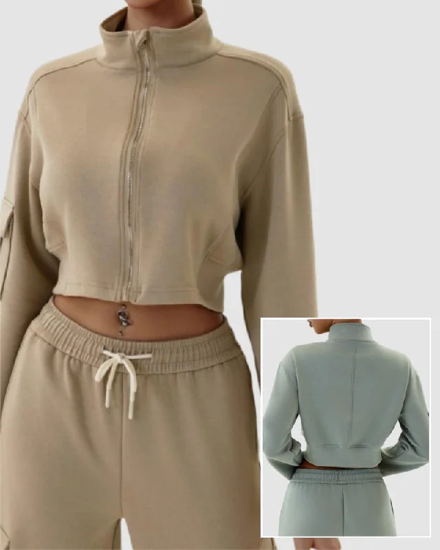 New Deals Women Long Sleeve Sports Stand Neck Zipper Running Winter Coat XS-XL