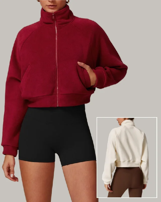 Price Blitz Women Long Sleeve Stand Collar Fitness Sports Warm Fleece Jacket Coat S-XL