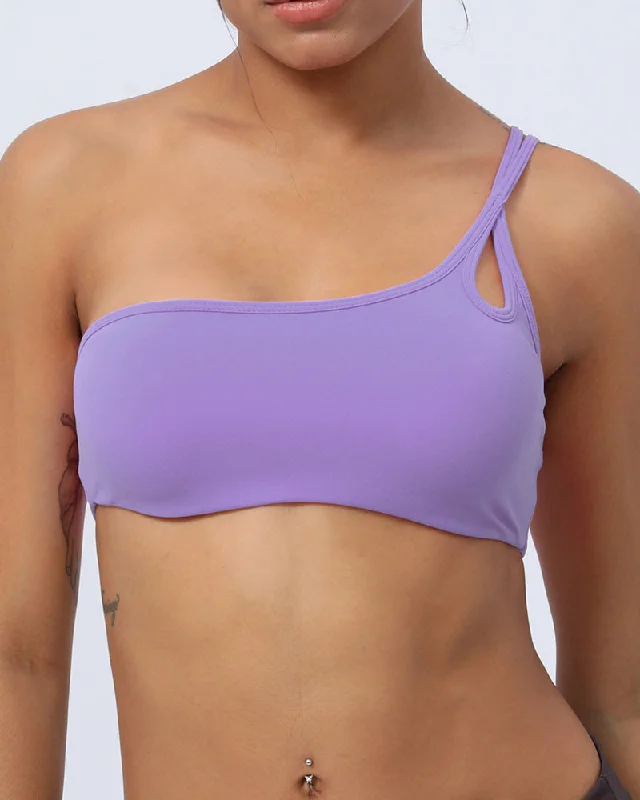 Can't Be Beat Women One Shoulder Solid Color Running Sports Bra S-2XL