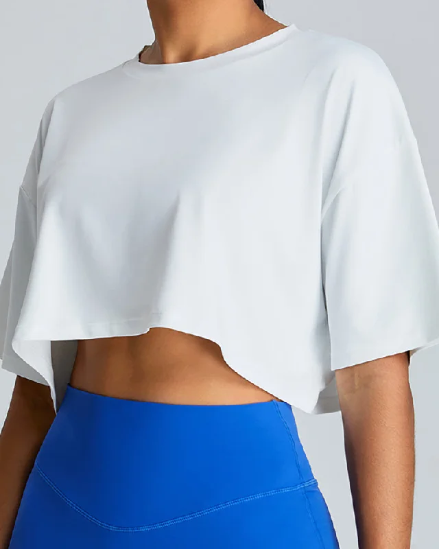 Online Only Women Outdoor Running Casual Short Sleeve T-shirt Crop Top White Blue Green Pink S-L