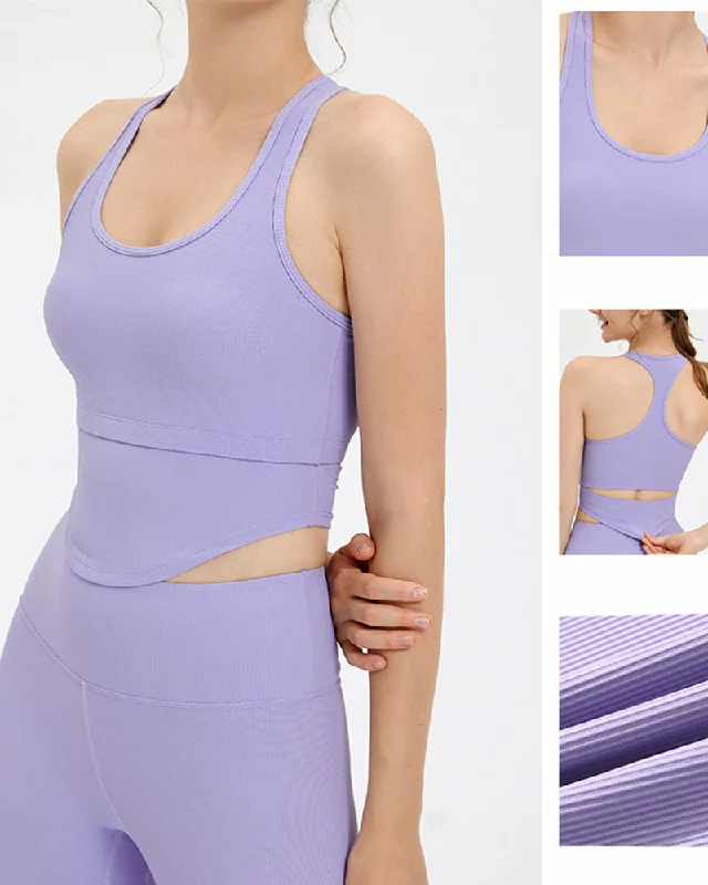 Stock Clearance Women Solid Color U Neck Yoga Bra Running Vest 7 Colors S-XL