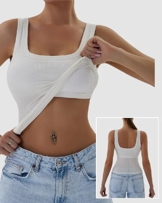 Act Now Women Square Neck Sleeveless Fixed Cup Sports Vest S-XL