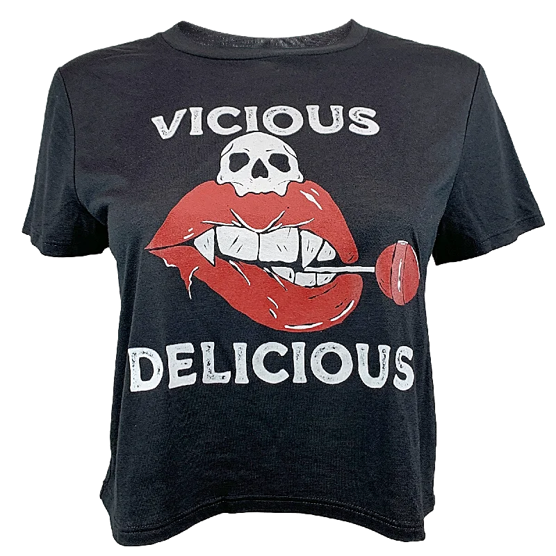 Major Savings Women's Crop-T - Vicious n Delicious - Black