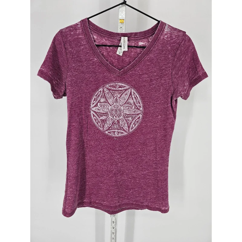 Super Bargain Womens Sz M Short Sleeve V Neck T Shirt Turtle Print Hawaii Purple