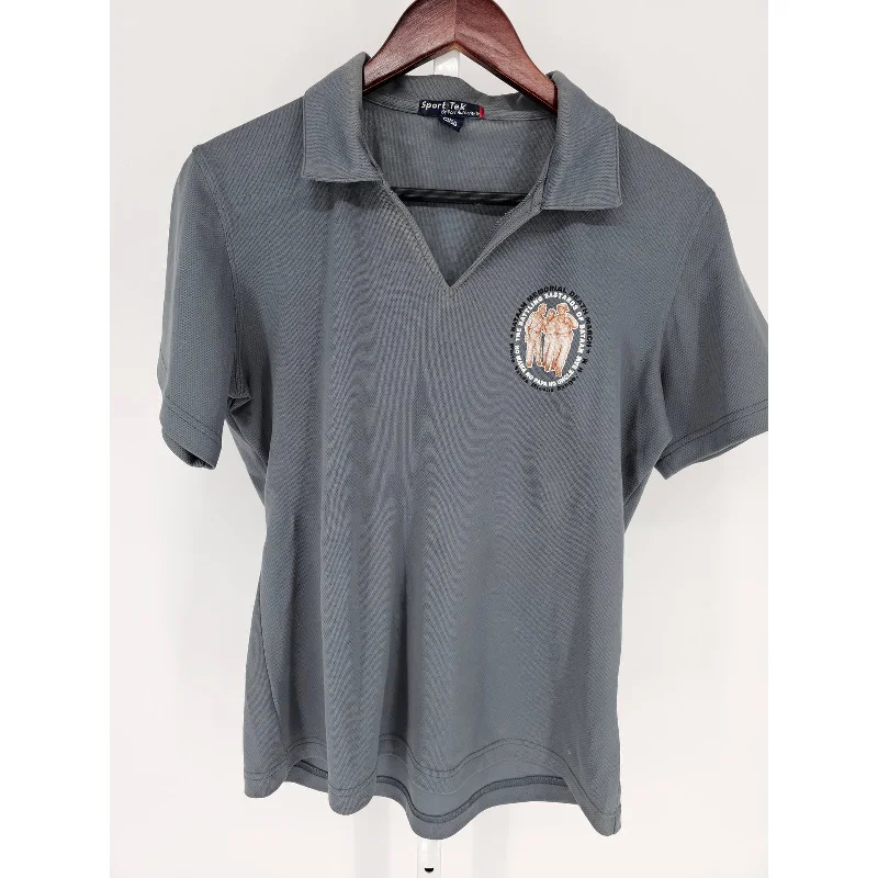 Closeout Womens Sz XL Battan Memorial Death March Short Sleeve Polo Shirt Gray