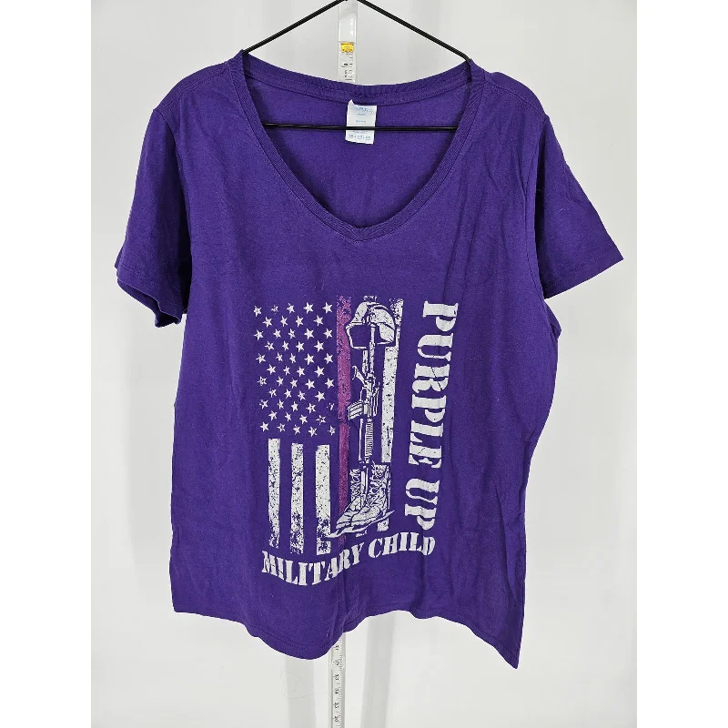 Warehouse Sale Womens Sz XXL Short Sleeve T Shirt Purple Up Military Child Port & Company Warehouse Sale Womens Sz XXL Short Sleeve T Shirt Purple Up Military Child Port & Company