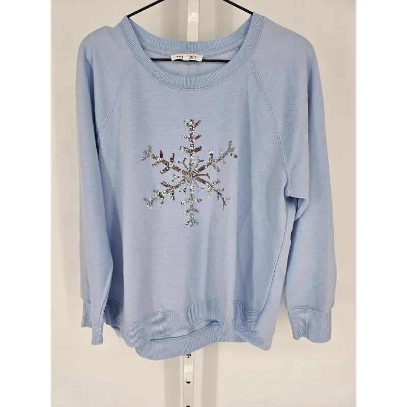 Discount Extravaganza Workshop Republic Womens Sz XL Crew Neck Sweatshirt Light Blue Sequin Snowflake