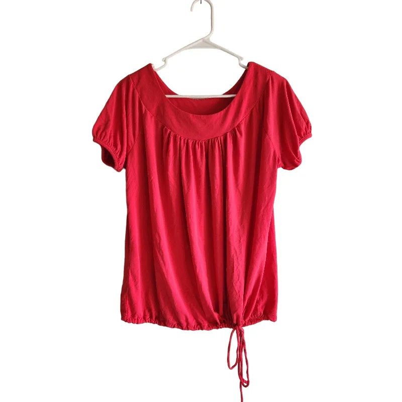 Savings Bonanza Worthington Stretch Womens Sz M Solid Red Short Sleeve Blouse