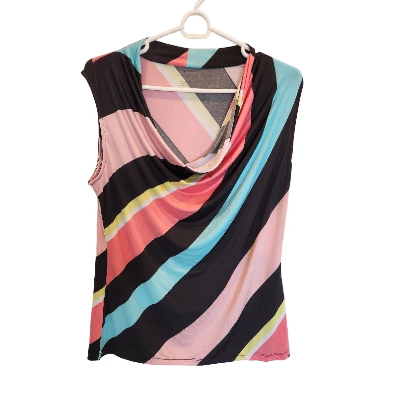 Super Savings Worthington Womens Sz L Scoop Neck Sleeveless Blouse Bright Striped