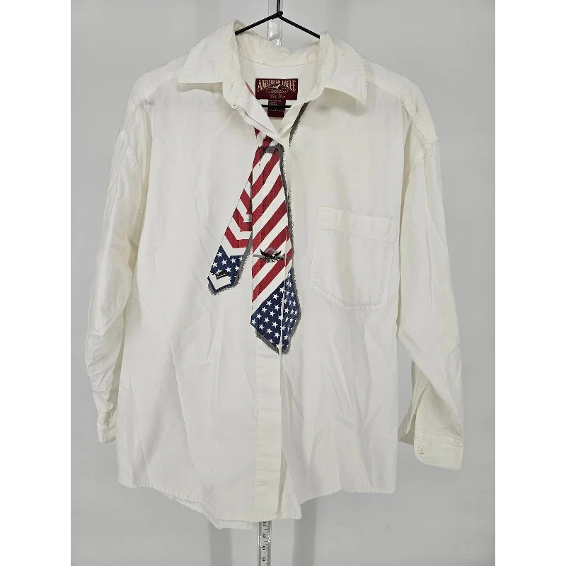 Year-End Clearance Y2K American Eagle For Her womens Sz S Button Up Dress Shirt Faux Tie Punk