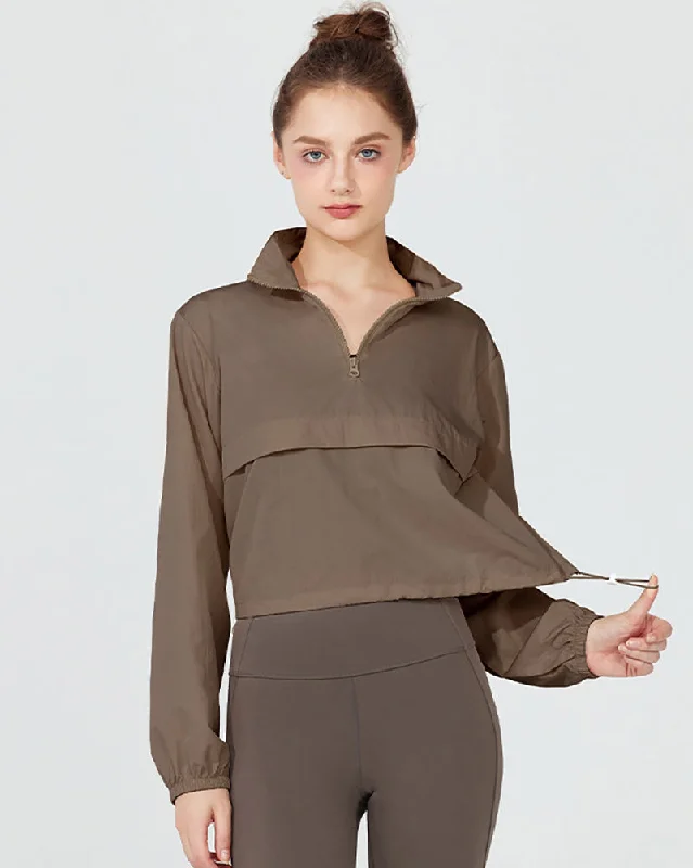 Mega Deal Yoga Long Sleeve Zipper Neck Sunscreen Loose Outdoor Activewear Top S-XL
