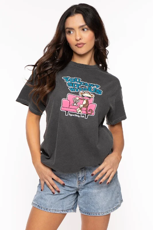 Savings Spectacular You Can't Sit - Bobby Jack Garment-Dyed Glitter Boyfriend T-Shirt -Charcoal