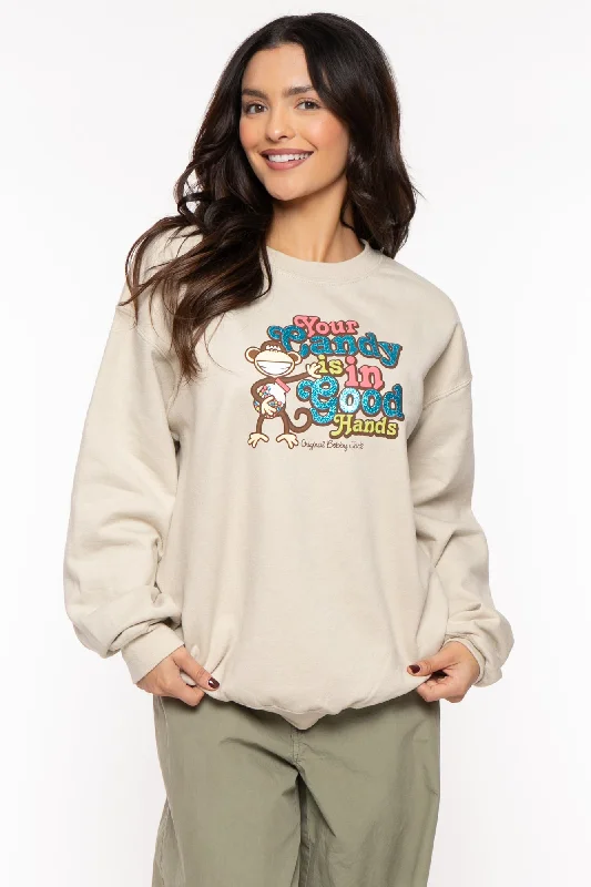 Exclusive Deal Your Candy -Bobby Jack Crew Glitter Sweatshirt - Sand