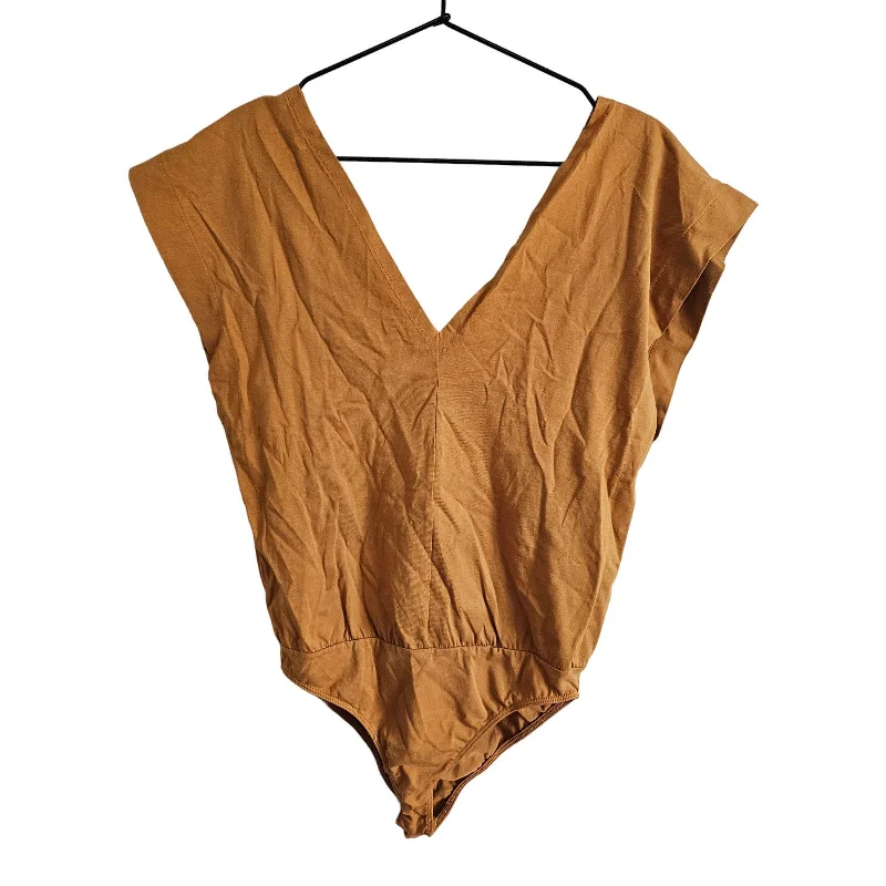 Special Offer Zara W/B Collection Womens Sz S Bodysuit Gold Orange Short Sleeve