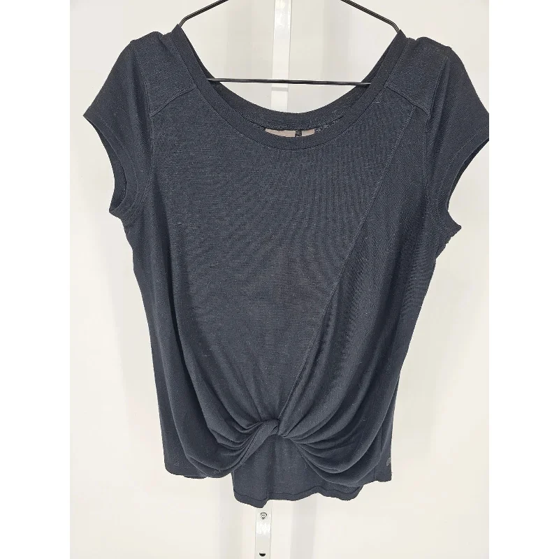 Weekend Special Zella Womens Sz S Short Sleeve Athletic T Shirt Black Knotted Front