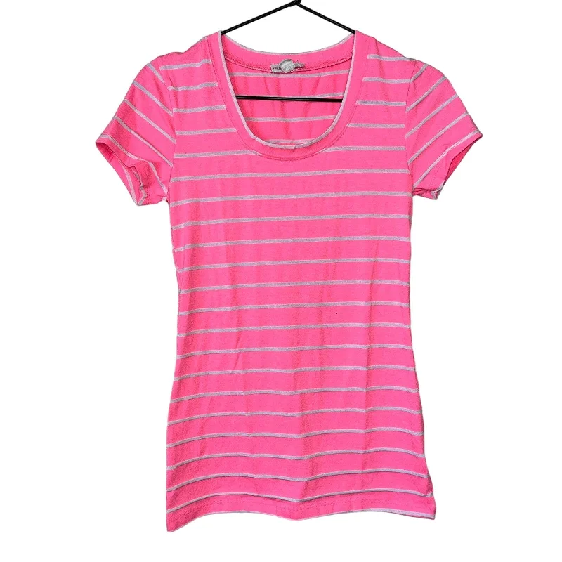 Holiday Sale Zenana Outfitters Womens Sz S Short Sleeve T Shirt Bright Pink Striped